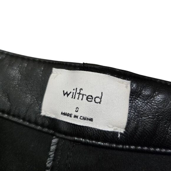 Aritzia Wilfred Melina Pants Womens 0 Black Faux Leather 100% Polyurethane Zip F - Picture 5 of 8
